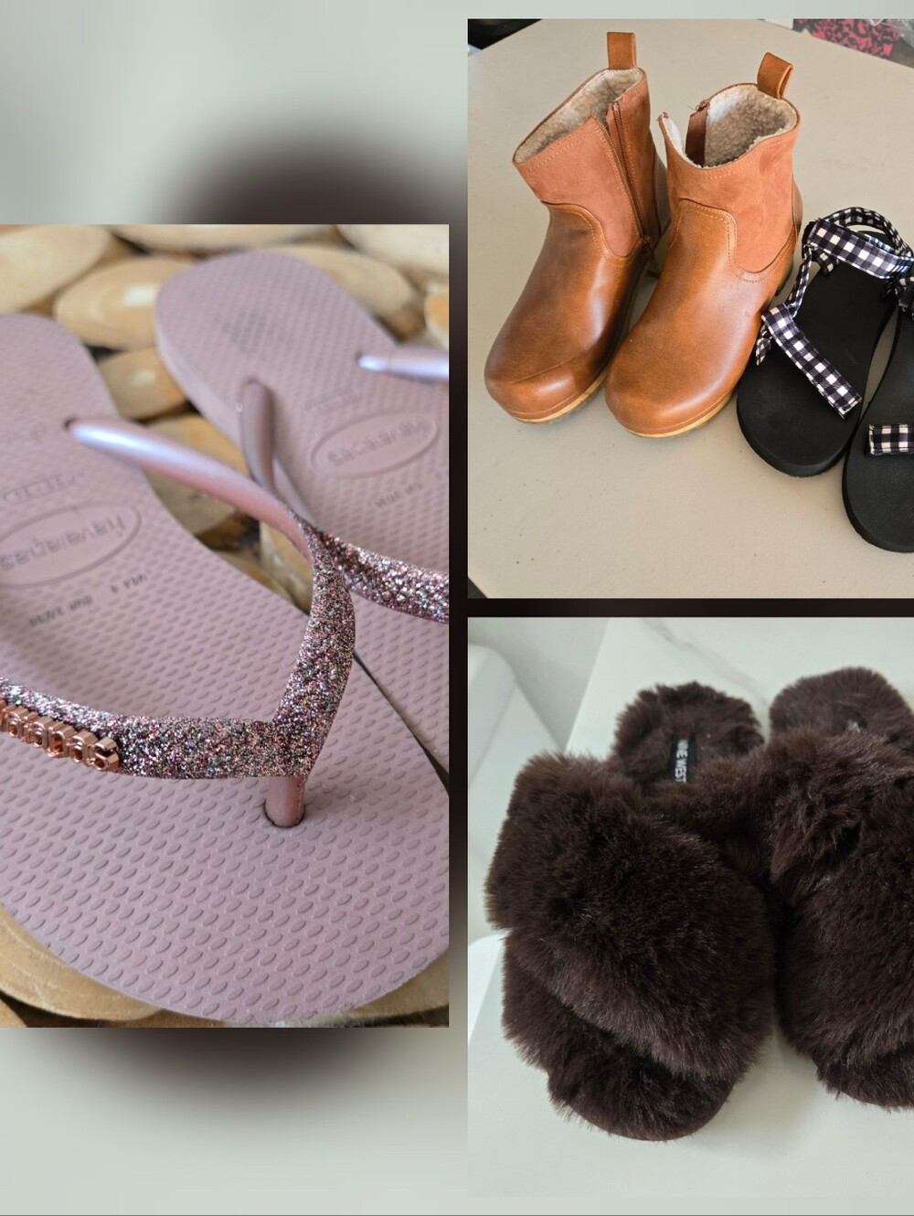 Size 6-6.5 Big Kids/Women's Bundle Lot of 4 sandals/slippers/boots Havaianas